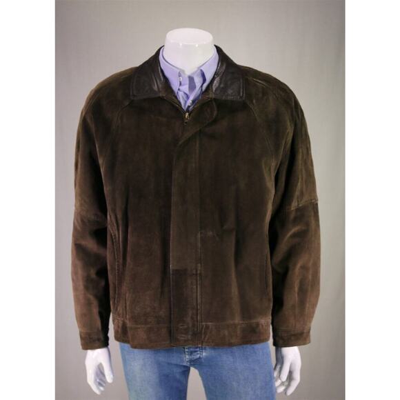 Burberrys Men's Vintage Brown Spanish Pig Leather Bomber Jacket Oversized XL - Picture 2 of 8
